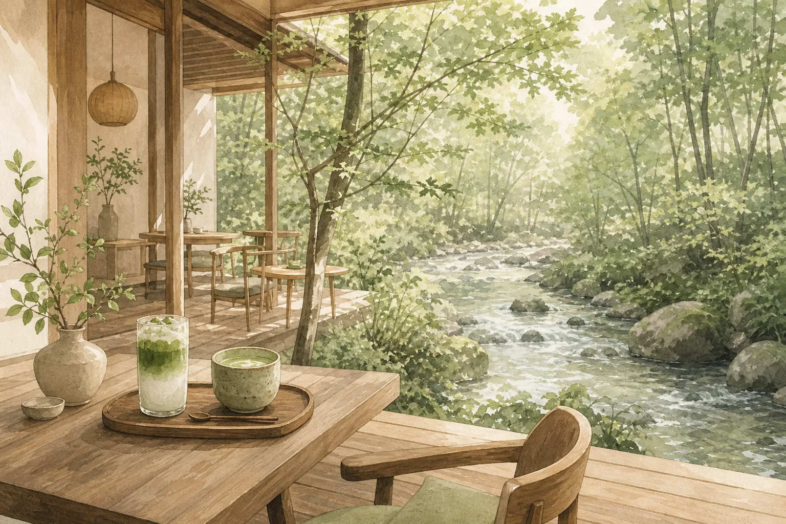 Creekside deck cafe